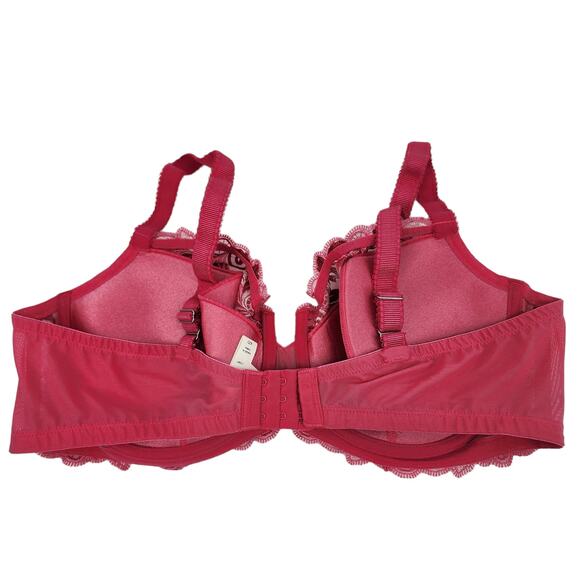 Soma Red Pink Floral Embroidered Underwire Full Coverage Balconette Bra Size 42D - Picture 4 of 4